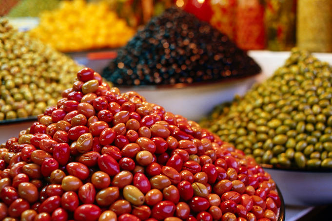 Olives for sale on street stall.
