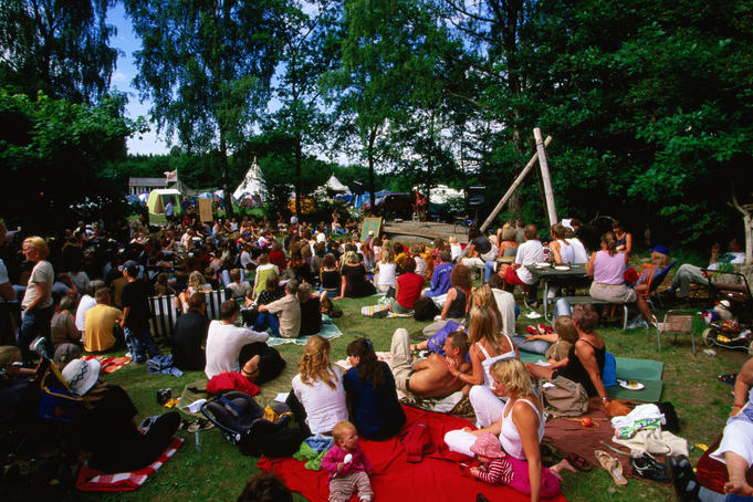 Crowd at small folk festival.