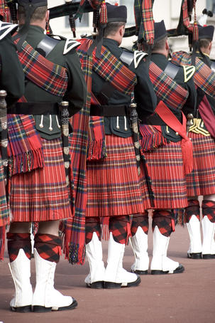 Piping band in kilts on George Square.
