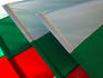 Bulgarian national flags hanging in St. Nedalya Square, Serdica.