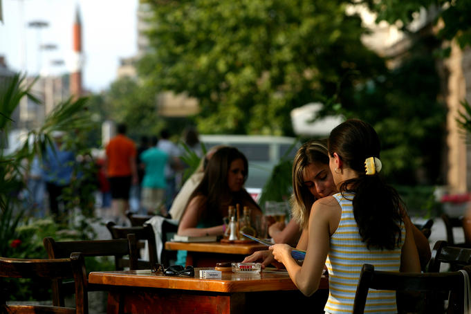Outdoor cafe, St. Nedalya Square.