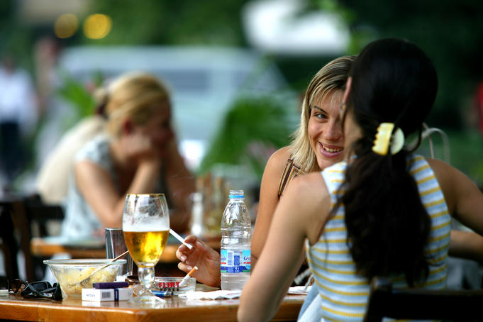 Outdoor cafe, St. Nedalya Square.