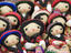 Close-up of Bolivian dolls for sale.