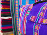 Detail of Bolivian textiles for sale.