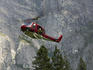 Rescue helicopter in front of one of Yosemite Valley's big walls.