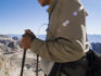 Climber at Trail Crest, heading for Mt. Whitney summit.