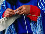 Chachapoyan woman knitting in Cruzpata village near Kualap.