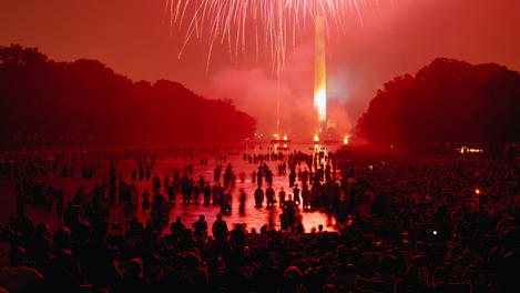 Fireworks over Washington Monument during July 4 celebrations.