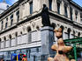 Art work on front of Universidad de la Republica building, Avenida 18 de Julio..