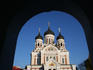 Exterior of Alexander Nevsky Cathedral in distance.