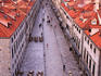 Overhead of Placa main promenade of Old Town with Church Tower of Franciscan Monastery in distance.