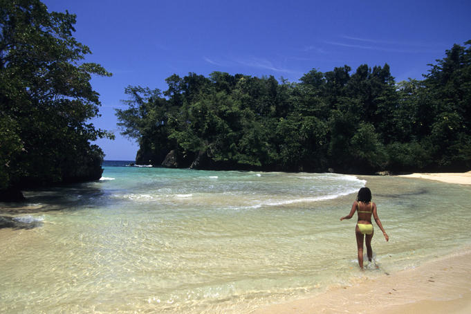 Woman at Frenchman's Cove Beach.