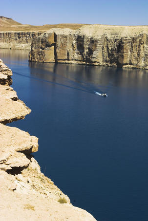 Boat on Band-I-Zulfiqar the main lake, Band-E- Amir (Dam of the King).