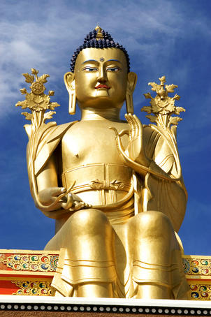 Buddha statue outside Likkir Gompa (monastery) near Leh.