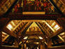 Interior of Spreuerbrucke (bridge) with Meglinger's art on roof.