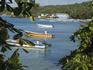 Boats on harbour's 'front side', Little Corn Island.