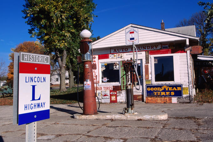 Gas station by Lincoln Highway.