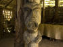 Kamokila Hawaiian Village, carved effigy in house.