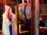 Woman in costume performing at Sanchon, Insadong.