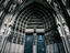 Gothic architecture of the central doorway (portal) at the southern end of Cologne Cathedral (Kolner Dom).