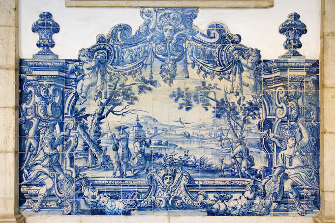 Azulejos (tiles) which dating from 18th century at Igreja de Sao Vicente de Fora, Graca.