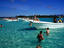 Tourists enjoying sun and sea near Punta Cana.