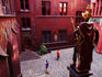 Statue of Lucius Munatius Plancus (87-15 BC) in frescoed courtyard of Rathaus (town hall).