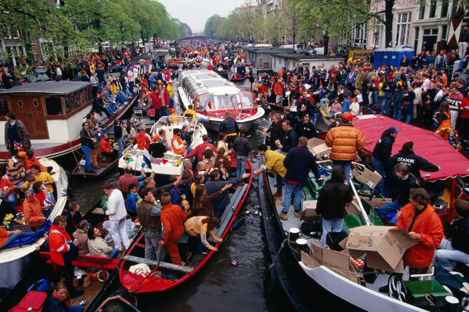 Queensday Festival on Herengracht canal.