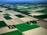 Aerial of rural fields.