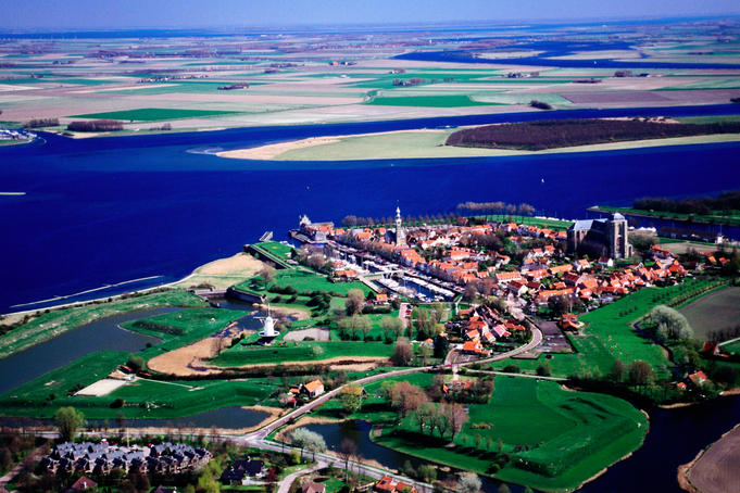Aerial of Veerse Gat waterway.