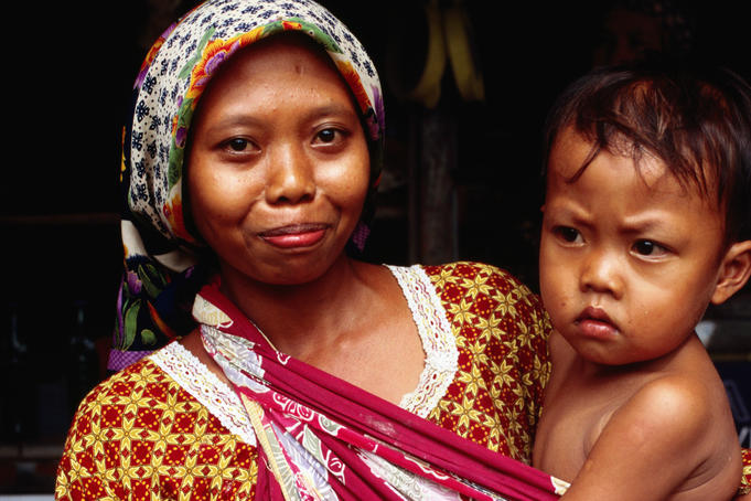 Portrait of woman and child.
