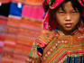 Ethnic Flowery H'mong girl at weekly market in Vietnam's far north, Ban Lo.