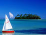 Sailboat and Taakoka Motu from Muri Beach.