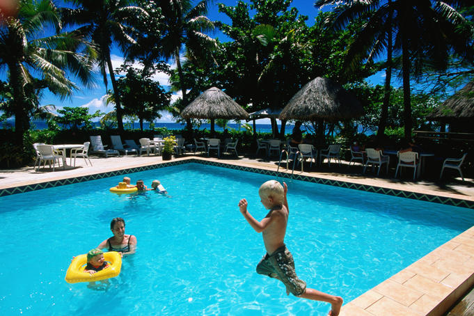 Family fun in the pool, Treasure Island Resort, Treasure Island.