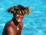 Portrait of smiling canoe paddler, Intercontinental Le Moana Resort.