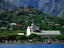 Protestant church and Papeete hillside houses.