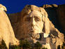 Giant head of President Abraham Lincoln at Mount Rushmore National Memorial.