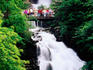 Tourists looking at Giessbach Falls, near Interlaken.