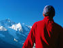 Man looking towards Jungfrau, Schynige Platte.