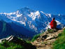 Man looking towards Jungfrau, Schynige Platte.