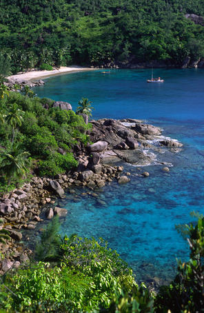Overhead of beach at Anse Major, north Mahe.