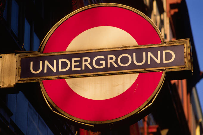 Tube sign, Leicester Square.