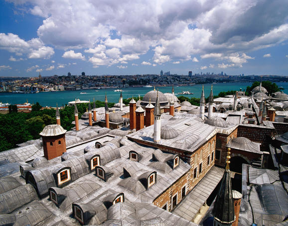 Overhead of Bosphorus taken Topkapi Palace's roof top.