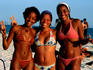 Group of girls in bikinis on Copacabana beach.