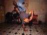 Youth breakdancing in arcade.
