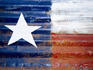 Texas flag in metal, downtown Lampass.