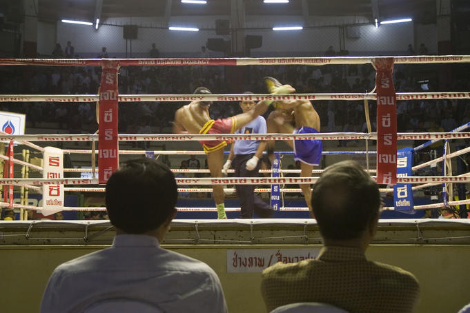 Thai boxing in Sanam Muay Ratchadamnoem boxing stadium.