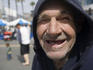 Portrait of homeless elderly man, Santa Monica Farmer's Market.