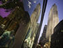 GE Building in Rockefeller Center, reflected in corner window of LaCoste store on 49th and 5th Avenue.