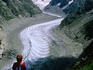 Montenvers Mer de Glace with hikers.